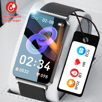 023 Naujas neinvazinis Kraujo Gliukozės Smart Watch Vyrų EKG+PPG Kraujo Spaudimo Matuoklis Termometras Sveikatos Stebėsenos Smartwatch Moterims