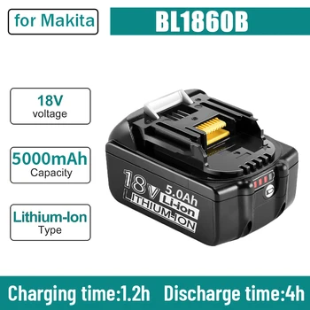 100% Originalus Makita 18V 5000mAh Įkrovimo Galia Įrankiai, Makita, Baterija su LED Li-ion Pakeitimo LXT BL1860B BL1860 BL1850