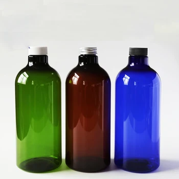 1000ML Tuščias Ruda/Skaidrus/Mėlyna Plastiko Kosmetikos Butelių, Konteinerių, Su Aliuminio Dangteliais, 1L Masažo Aliejus Pakuotė, PET Buteliai