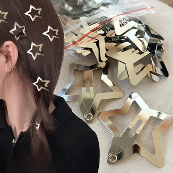100vnt Silver Star Plaukų Įrašą Mergaitėms Filigranas Star Metalo Snap Įrašą Staigius Paprasta Žiburių Moterų Plaukų JewelryHair Priedai
