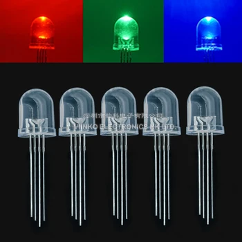 10vnt 10mm 4pins full RGB LED Bendro Anodo / Elektroniniai Skaidri / Rūko F10 Tri-Spalvų Šviesos Diodų Raudona Žalia Mėlyna