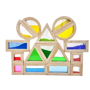 16PCS Vaikų žaislas Kūrybos Akrilo Vaivorykštė Švietimo Bokštas Krūva Kūrimo Bloką, Medinės mokymosi Surinkimas Geometrinis dovana