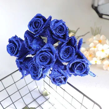 1PCS Mėlyna Enchantress Aukso Milteliai Rose Dirbtinių Gėlių Kristalų Viskozė Konservuoti Netikrą Gėlių Motinos Valentino Diena Dovana
