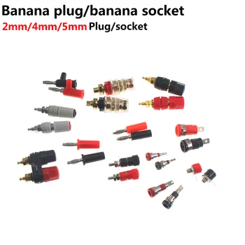 20/10/5/2VNT 4mm Red&Black Bananų Lizdas Profesinės Privalomas Po Veržle Banana Plug Jungtis Nikeliuotas Už 4mm