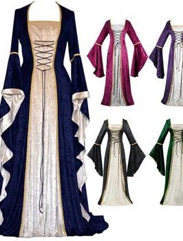 2023 Helovinas Festivalis Veiklos Grupė Vintage Vintage Suknelė Įkvėpė Moterų Kostiumas Derliaus Cosplay Pleuche