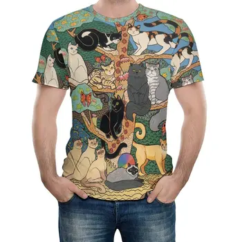 2023 Katė T-marškinėliai, vyriški Gyvūnų Spausdinti Trumpas Rankovės Viršų 3D Atsitiktinis Gatvės vyriškų Vintage Drabužių Plius Dydžio marškinėlius