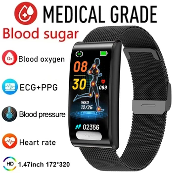 2023 Naujas Gliukozės Matuoklis Sveikatos Smart Watch Vyrų EKG + Kraujo Spaudimo Matavimas IP68 Vandeniui Sporto Ponios Smart Žiūrėti