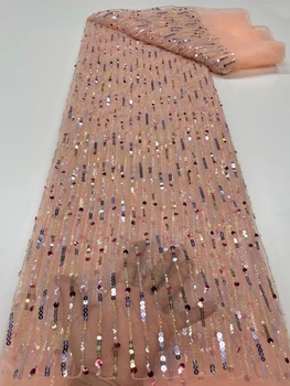 2023 Vėliau kaip Vestuvių Suknelė Nėrinių Audinio Blizgančiais Tiulio Granulių prancūzijos Akių Nėrinių Audinio Afrikos Vestuvių Gown Dress Nėrinių Audinio LRC23217
