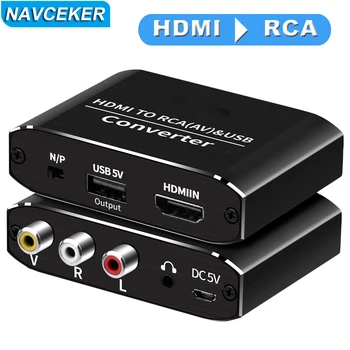 2024 HDMI, RCA AV/CVBS Adapteris HD Video Converter Box HDMI, RCA AV/CVSB L/R Vaizdo 1080P, Mini HDMI, AV-Parama NTSC, PAL