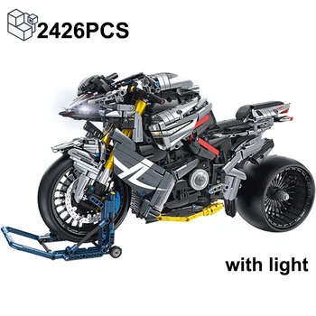 2426PCS Techninės Suzukied Bking Motociklų Lenktynių Transporto priemonės Blokai Su Šviesos Greitą Motociklą Plytų Žaislai, Dovanos Berniukams