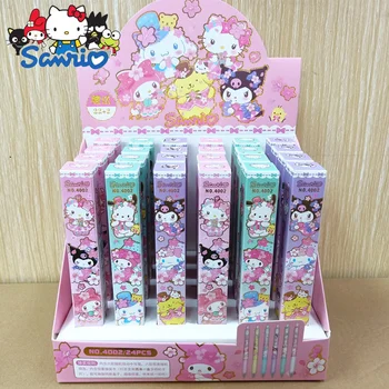 24pcs/Box Sanrio Gelio Rašikliai Hello Kitty Kuromi Cinnamoroll Roller Ball Pen mokyklinės prekės, Raštinės reikmenys Didmeninė