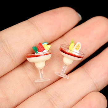 2VNT 1:12 Miniatiūriniai Lėlių Mini Goblet Jogurto Ledų Puodelis Mini Mielas Maisto Priedai Doll House Dekoro Vaikams Žaisti Žaislai