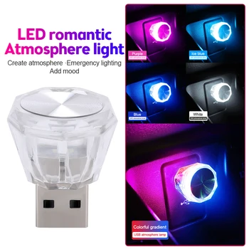 2vnt Mini USB LED Nakties Šviesos Spalvinga Atmosfera Lempos Mobiliojo Energijos Įkrovimo Knygos Šviesa Dekoratyvinis Neoninės Lempos Automobilio Salono Šviesos