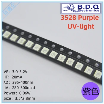 3528 Violetinė UV-šviesos diodų (LED) Lemputė Karoliukai SMD LED Šviesos Dydis 1210 Šviesos Diodų labai Šviesus Kokybės 100vnt