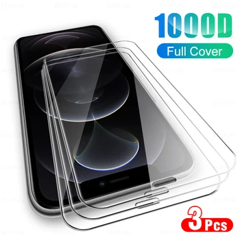 3pcs hd grūdintas stiklas case for iphone 12 13 pro max screen protector for iphone13 pro 12pro iphon 12 13 mini apsauginės plėvelės