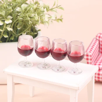 4pcs Miniatiūriniai Raudonojo Vyno Taurė Vyno Taure Lėlių Maisto produktai, Bakalėja, Virtuvės Fėja Sodo Dekoracijos