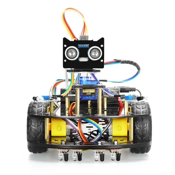 4WD Protingas Robotas Automobilių Starter Kit For Arduino Programavimo Projekto KAMIENINIŲ Švietimo Užbaigti Versijos Valdybos Pilnas Komplektas +e-Rankinis
