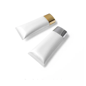 50g Tuščias Baltas Plastikinis Vamzdelis Kosmetikos Pakuotės,50ml PE Handcream / Veido Valikliu Konteinerių Buteliai Su Aukso danga