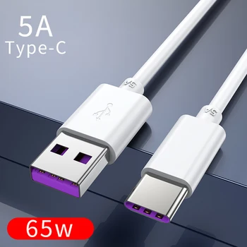 5A 2m 65W USB C Tipo Kabelis Greitas Įkroviklis USB C Kabelio 