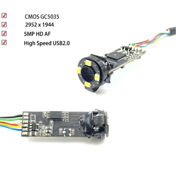 5MP HD CMOS GC5035 76.9° AF Endoskopą USB 30 k / s vaizdo Kameros Modulis 4 LED Pramonės Kontrolės, Medicinos Prietaisai