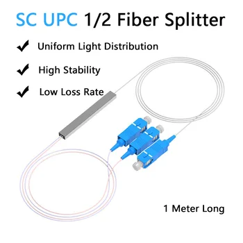 5VNT/daug Skaidulų Optinis PLC Splitter SC 1 : 2 Mini Plieno Vamzdžių Tipas 1x2 0,9 mm Pluošto Opitc Splitter SC/UPC Jungtis Nemokamas Pristatymas