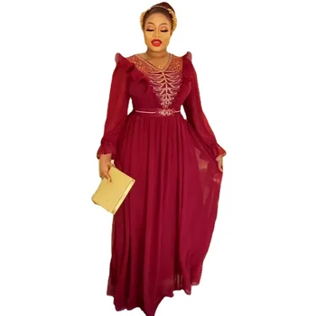 Afrikos Maxi Suknelės Moterims 2023 Plus Size Vakaro Šalis, Ilga Suknelė Afrikos Drabužių Elegantiškas Kaftan Musulmonų Šifono Suknelė