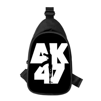 AK47 Pistoletu Kulkos 3D Spausdinimo Naujas Vyrų Kryžiaus Krūtinės Maišelį Įstrižai Moterų Pečių Maišą Vyras Mokykloje Juosmens Pack Vyrų krūtinės pack