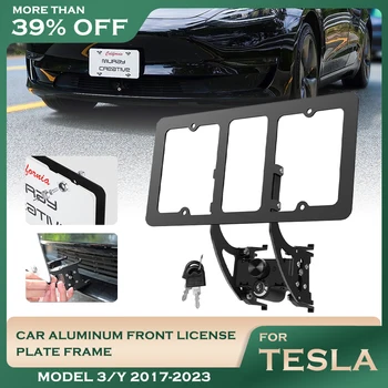 Aliuminio Priekiniai Licenciją Plokštės Rėmas Tesla Modelis 3 Modelis Y 2017-2023 Anti-Theft Jokių Klijų, Jokių Gręžimo Licenciją Plokštelės Laikiklis