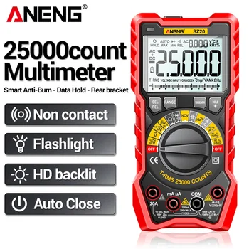 ANENG SZ20 25000 Skaičiuoja Multimetras Smart Rankinis Nuotolio Matuoklis NCV DC Ohm Hz, Smart Rankinis Diapazonas Skaitmeninio Multimetro Testeris Įrankiai