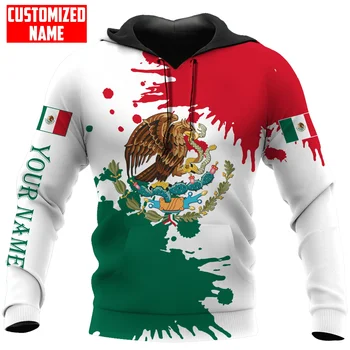 Asmeninį Pavadinimas Meksikos Vėliava Kailis Rankos 3D Visi Per Atspausdintas Vyrų Hoodie Unisex Atsitiktinis Striukė zip hoodie sudadera hombre MT-112