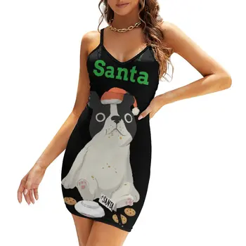 Atsiprašome, Santa Kalėdų Šuo Juokingi Grafikos Egzotinių Moters Suknelė Moterų Diržas Suknelė Cool Kokteiliai Strappy Suknelė