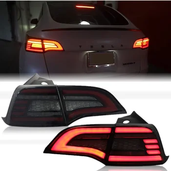 Automobilio LED Uodegos Šviesos Tesla Model 3 Y 2017-2020 užpakalinis žibintas Galinis Veikia Stabdžių Atvirkštinio Dinamiškas Posūkio Signalo Lemputė Asamblėja