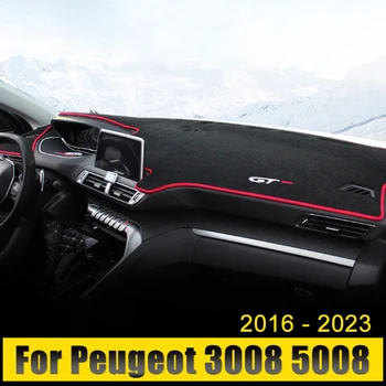 Automobilio prietaisų Skydelio Dangtelį, Mat Išvengti Šviesos Trinkelės, Anti-UV Kilimai Peugeot 3008 5008 GT Hibridas 2016 2017 2018 2019 2020 2021 2022 2023