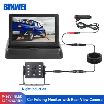 BINWEI Automobilių Veidrodėliai Monitorius su Galinio vaizdo Kamera, skirta Transporto priemonių Stovėjimo Sunkvežimių Atbulinės eigos Kamera skirta 4.3