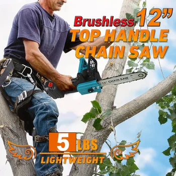 Brushless 12 Colių Belaidžius Pjūklą , Baterija rankinis Pjūklas Su Saugumo Užraktas Medžių Šakų Kirpimas, Medžio Pjovimo, Cour