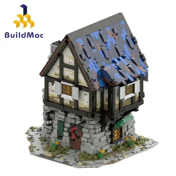 BuildMoc Viduramžių Kalvė Blokai Nustatyti Kalvis Parduotuvė Architektūros Namas Plytų Žaislai Vaikams, Gimtadienis, Kalėdos Dovanas