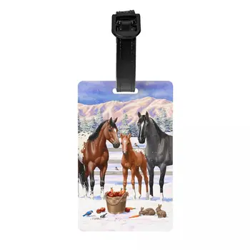 Custom Appaloosa Arkliai Žiemą Bagažo Žymeklis Privatumo Apsaugos Troba Gyvūnų Bagažo Žymas, Kelionės Krepšys Etiketės, Lagaminas