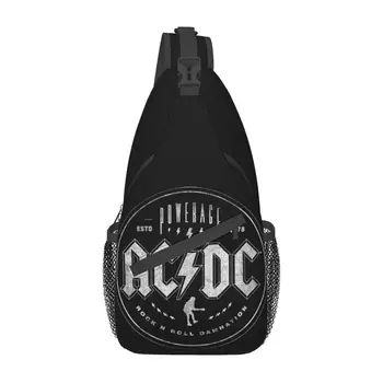 Derliaus Roko AC DC Crossbody Diržas Kuprinė Vyrų Užsakymą Sunkiosios Muzikos Grupė Pečių, Krūtinės Maišelį, Dviračiais, Kempingas Daypack