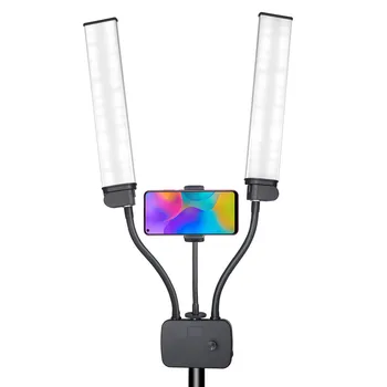 Du kartus Ginklų LED Užpildykite Šviesa Foto Studija Ilgų Juostelių LED Žiedo Lempa su Trikoju Ekranu 3200-5600K Fotografijos Selfie Apšvietimas