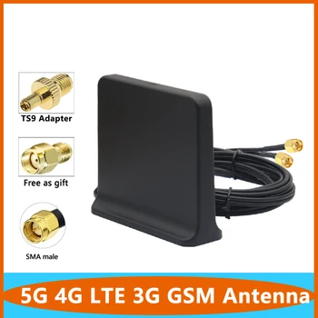 Dvigubas Kabelis, 5G 4G-LTE, 3G GSM Antenų 2*2 600~6000Mhz Išorės Omni WiF 12dbi Maršrutizatoriaus Antenos Signalo Booste Su TS9 SMA Male
