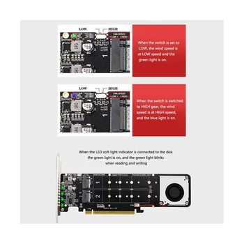 Dvipusis 4-Disko NVME Raid PCI-E X16 Padalinta Korta PCI-E X16 M. 2 M-Key NVME X4SSD RAID Plėtimosi Kortelės Adapteris
