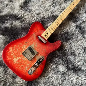 Elektrine Gitara, Raudonos spalvos 6 įgėlimo gitara Klevas fingerboard Liepų įstaiga
