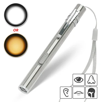 Energijos taupymo Nešiojamų Patogu Pen Šviesos USB Įkrovimo Mini Žibintuvėlis Profesionalūs Medicinos LED Žibintuvėlis su Nerūdijančio Plieno Apkaba