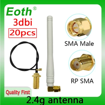 EOTH 20pcs 2.4 g 3dbi antena sma male wlan wifi 2.4 ghz antene IPX ipex 1 SMA female galiuku ilgiklis di modulis, antena