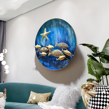 Europos Kaustytomis Geležies 3D Sienos Kabo Jūros Žuvų Grupės, Meno Namai Svetainės Apvalios Sienos Lipdukas Amatų Viešbutis Sienų Freskomis Apdaila