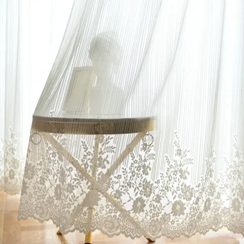 Europos stiliaus baltos spalvos nėrinių tulleCurtains Gyvenimo Valgomasis, Miegamasis, balkonas, Pusiau šešėlio siūlai romantiška langas ekrano užsakymą