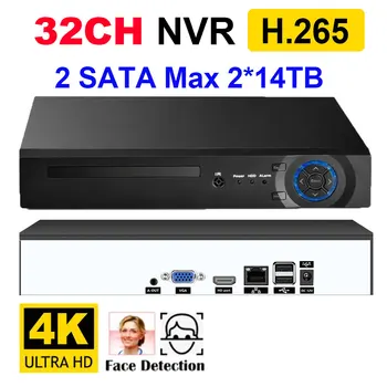 H. 265+ 32CH 4K 8MP Veido Aptikimo NVR 2 SATA Max 2*14TB IP Tinklo Saugumo Vaizdo įrašymo Motion Detect P2P VAIZDO NVR XMEye