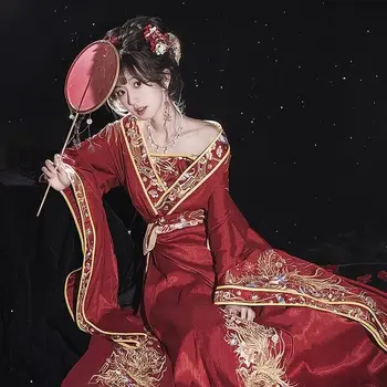 Hanfu Suknelė Moterims Senovės Kinų Tradicinių Vestuvių Nuotakos Siuvinėjimo Raudona Hanfu Dress Helovinas Cosplay Kostiumų Šokių Suknelė