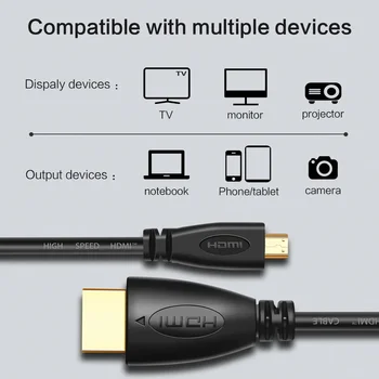HDMI suderinamus HDMI Kabelis 1m 1,5 m 3m 5m 3D 1080P 1.4 Auksu Male-Male Micro HDMI suderinamus Kabelis Tablet HDTV