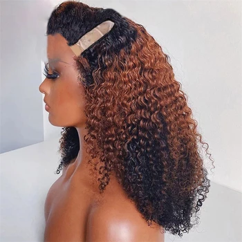 Heighlight Šviesūs 24 colių Keistą Garbanotas U Dalis Perukas Europos Remy Human Hair Ilgai Glueless Žydų Minkštas Perukas Juoda Moterys Kasdien